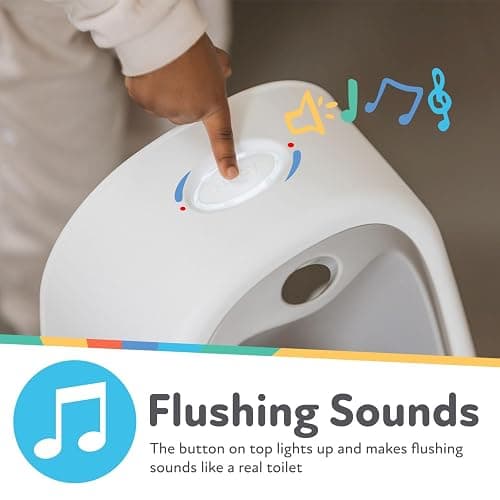 Nuby My Real Training Urinal - Freestanding - With Life-Like Flush Button and Sound - Potty Training for Boys - 18+ Months - White thumbnail 4