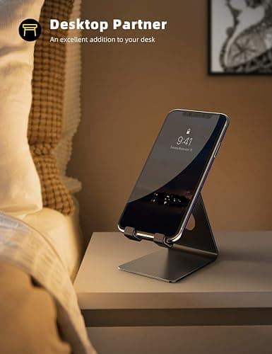 Lamicall Cell Phone Stand, Phone Dock: Cradle, Holder, Stand for Office Desk - Black thumbnail 4