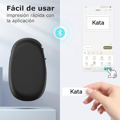 SUPVAN E10 etiquetadora Bluetooth, con Etiquetas Impermeables (15mm x 6 m/Rollo), Ideal para oficinas y hogares, Negro thumbnail 4
