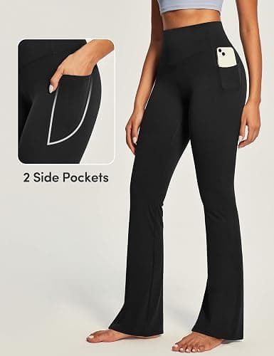 IUGA Mini Flare Leggings for Women Tummy Control Hidden Scrunch Butt Flared Yoga Pants with Pockets No Front Seam Workout thumbnail 5