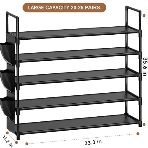 OYREL 5 Tier Shoe Organizer Rack for Closet, Entryway, Garage, Door, Space Saving, Shoe Holder Stand/Tower, Large, 20-25 Capacity thumbnail 3