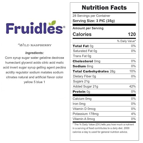 Fruidles Sour Wild Raspberry Gummy Candy, Soft Chewy Gummy Candy, Fat-Free (Half-Pound) thumbnail 2