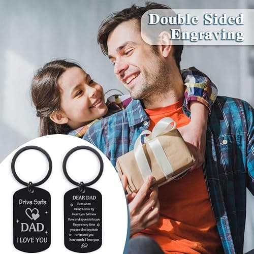 Gifts for Dad from Daughter Son, Drive Safe Keychain Dad Christmas Gift Stocking Stuffers for Birthday Thanksgiving Father's Day Gift for Husband from Wife thumbnail 2