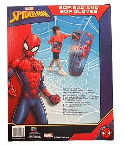 Spiderman Spider-Man Inflatable Bop Bag & Bop Gloves Set Kids Punching Bag with Gloves, Freestanding Superhero Blow Up Bouncing Boxing Bag for Exercise, Durable Heavy Duty Indoor and Outdoor - 34.5" thumbnail 4