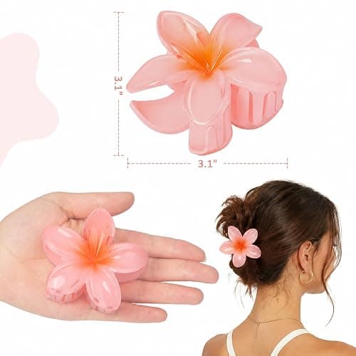 6 Pcs Flower Hair Clips for Women, Hawaiian Hibiscus Flower Claw  Clips, Summer Beach Essentials Hair Accessories thumbnail 5
