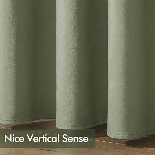 MIULEE Velvet Curtains Sage Green Elegant Grommet Curtains Thermal Insulated Soundproof Room Darkening Curtain/Drapes for Classical Living Room Bedroom Decor 52 x 84 Inch Set of 2 thumbnail 7