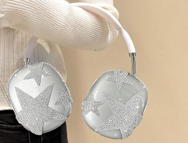 Case Cover for AirPods Max Headphones,Clear Soft Ear Cups Cover Accessories for Apple AirPods Max (2024/2020) (Stars) thumbnail 8