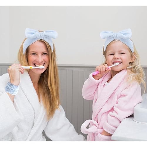 VELSCRUN Spa Headbands for Wash Face, Makeup Headband, Facial Skincare Headbands, 5 Pcs Blue Puffy Sponge Spa Headband Bow Tie Hair Band Hair Clips Wristband Set Women Girls Accessories thumbnail 10