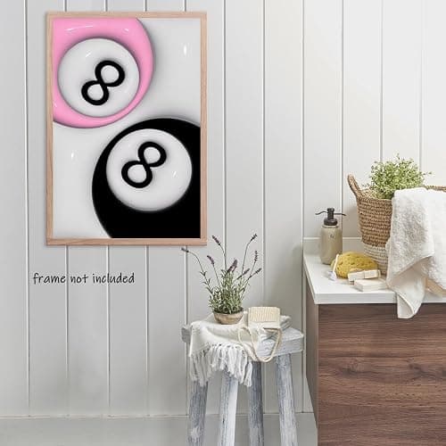 SFAOHPR Trendy 8 Ball Poster Pink and Black Preppy Print Y2K Room Decor Aesthetic Retro Wall Art Canvas Poster Bedroom living room Home Wall Decor Aesthetics Poster 12x16inch Unframed - MYUEDWW-F - 17.7L" x 13.8W" thumbnail 7
