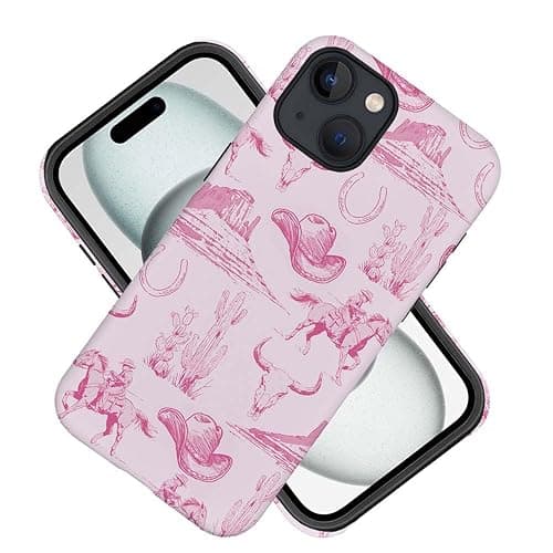 DAIZAG Case Compatible with for iPhone 15 Plus,Vintage Pink Cowboy Hat Horses Cacti Phone Case for iPhone 15 Plus for Girl Women Boy Men thumbnail 3