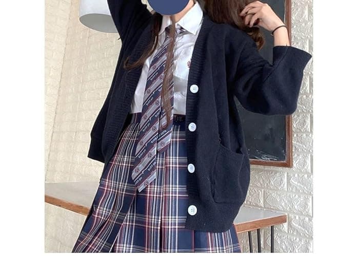 Preppy Aesthetic Clothes Cute Japanese School Sweater Kawaii Solid V-Neck Loose Knitted Cardigan JK Uniform Cosplay thumbnail 7