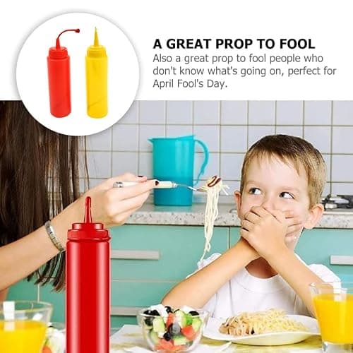 STOBOK 2Pcs Fake Mustard and Ketchup Bottle Funny Fake Salad Dressing Bottle Prank Toys Phoney Condiment for Adults Kids Halloween Party thumbnail 3