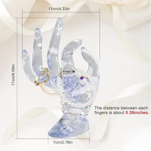 DI QIU REN Hand Form Ring Holder Jewelry Display Holder, Clear Room Decor Aesthetic Bracelet Ring Watch Stand Support Holder Preppy Jewelry Holder for Y2k Room Decor thumbnail 2