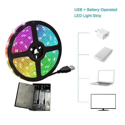 111111 Battery Powered Led Strip Lights,2 Pack 6.56ft Strip Lights Battery Operated Led Strip Kit,24-Keys Remote Controlled,DIY Indoor and Outdoor Decoration thumbnail 4