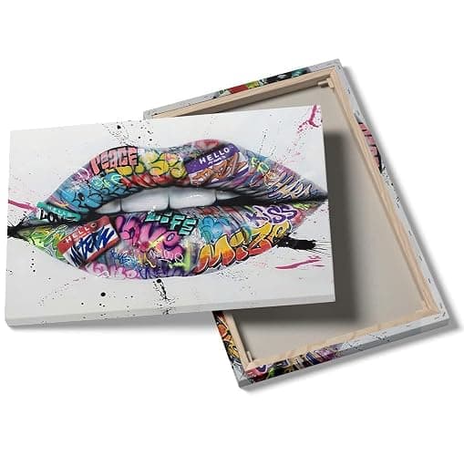 MGSBCXN Lips Graffiti Canvas Wall Art Poster Prints Colorful Picture Artwork Sexy Lips Wall Decor for Bedroom Living Room Office Decoration - 12x18 Inch thumbnail 6