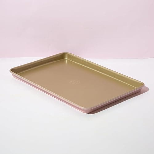 Paris Hilton Nonstick Carbon Steel Bakeware Collection, 15-Inch x 10-Inch Cookie Baking Sheet, Dishwasher Safe, Made without PFOA and PFAS, Pink Champagne Two-Tone thumbnail 6