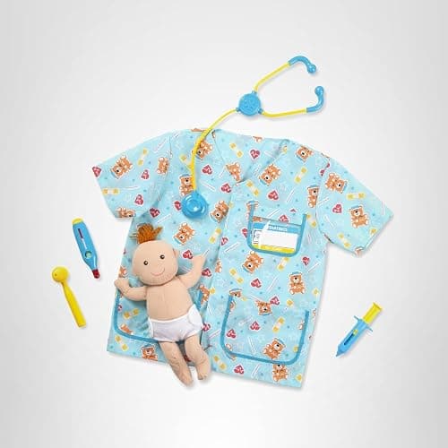 Melissa & Doug Nurse Costume, Pretend Play Dress Up Set (8-Pc) Scrubs, Stethoscope & Accessories, Role Play Toys for Kids 3+ thumbnail 10