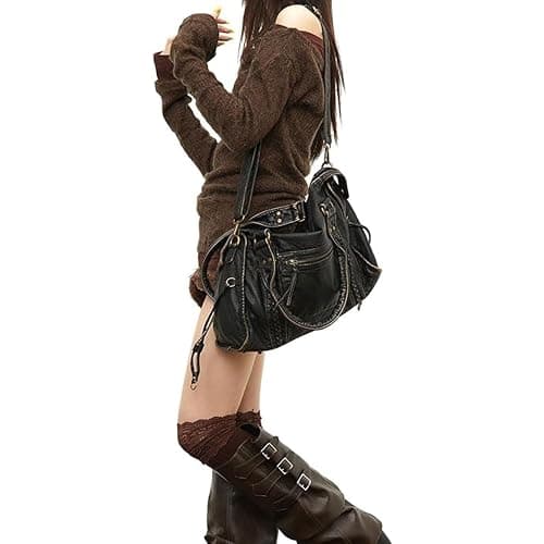 Leather Tote Bags for Women Hobo Bag Y2K Purse Ladies Handbag City Bags with Adjustable Strap Suitable Multi Pocket Side Messenger Bag for school work and travel thumbnail 7