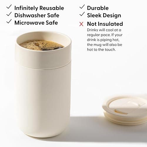 W&P Porter Ceramic Mug w/ Protective Silicone Sleeve, Terrazzo Charcoal 16 Ounces | On-the-Go | Reusable Cup for Coffee or Tea | Portable | Dishwasher Safe thumbnail 7