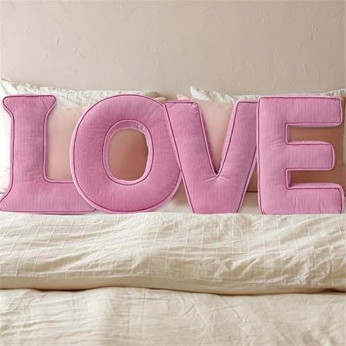 Pink Letter Plush Pillow, Letter Hugging Throw Pillows, Decorative Corduroy Initial Letter Shaped Throw Pillows, Letter Pillows English Alphabet A to Z for Sofa Bedroom Living Room Decor (L) thumbnail 6