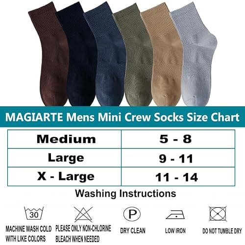 MAGIARTE Mens Athletic Cotton Quarter Crew Socks Moisture Wicking Odor Control Arch Support Compression Running Socks for men thumbnail 5