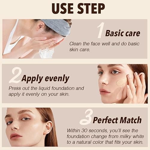 Foundation 4 in 1 - Color Changing Foundation, Medium Spectrum with SPF 50, Hypoallergenic Hydrating Liquid Concealer, Long-lasting & Waterproof Natural Finish - 1.0 fl oz thumbnail 6