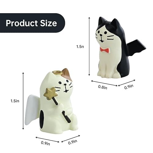 RAQWI 2Pcs Cute Mini Cat Figurine for Office, Home Decoration for Cat Lovers thumbnail 3