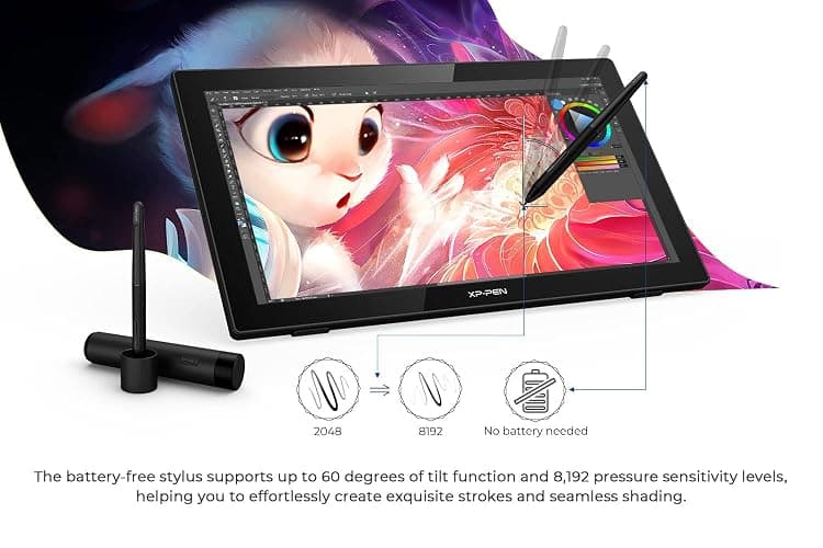 Drawing Tablet with Screen XPPen Artist 22 2nd Computer Graphics Tablet 122% sRGB with 8192 Levels Tilt Function Battery-Free Stylus, 21.5inch Pen Display Compatible with Windows, Mac, Linux - 21.5 Inch - Standard W/O Keys thumbnail 3