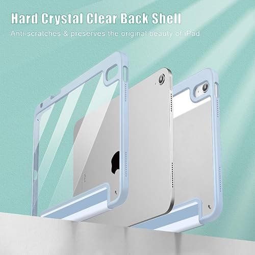 Tuiklol Case for iPad 11 inch (A16 Chip) 2025 Gen 11th / iPad 10.9 inch 2022 10th Gen, Buit in Pencil Holder with Shockproof Cover Clear Transparent Back Shell Auto Wake/Sleep,Blue Striped thumbnail 4