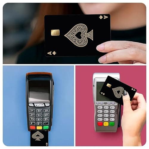 5Pcs Credit Card Skin Sticker, Funny Credit Card Skin Sticker Cover, Vinyl Stickers for Debit Credit Cards, Cute Waterproof Skins Cover for Bank, EBT, Key, Transportation, ID (Poker) thumbnail 8