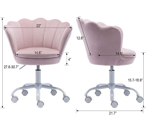 CIMOTA Cute Kids Desk Chair,Velvet Bedroom Chair Adjustable Child Computer Chair Swivel Shell Vanity Chairs for Girls Bedroom/Study Room, Light Pink thumbnail 2