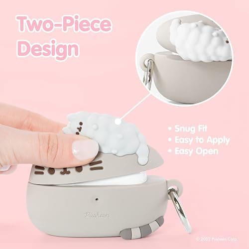 iFace x Pusheen The Cat [ Compatible with AirPods Pro ] Cute Case - Silicone Protective Cover [Carabiner Clip Included] [Wireless Charging Compatible] - Pusheen & Stormy thumbnail 5