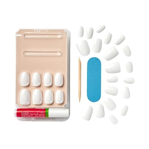 KISS Gel Fantasy, Press On Nails, Nail glue included, 'Happy Hands', White, Short Size, Oval Shape, Includes 28 Nails, 2g glue, 1 Manicure Stick, 1 Mini File thumbnail 7