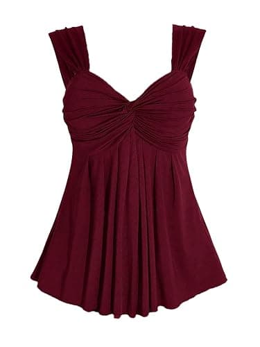 SOLY HUX Women's Plus Size Babydoll Tops Flowy Going Out Top | Twist Front, Sleeveless, Peplum, Casual Summer - Image 1
