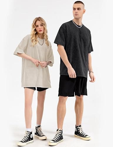 Arssm Men Oversized T Shirts Vintage Tee Loose Fit Short Sleeve Casual Streetwear Baggy Washed Unisex Tops thumbnail 3
