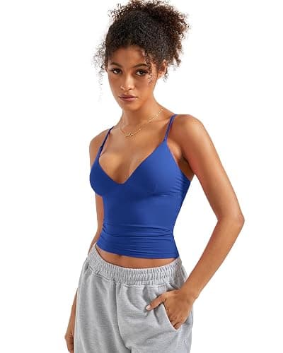 SUUKSESS Women Sexy Deep V Neck Sleeveless Fitted Basic Tops Y2K Tank Top Cami thumbnail 5