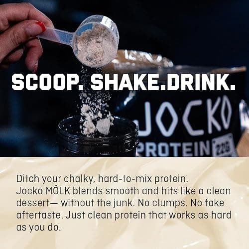 Jocko Fuel Mölk Whey Protein Powder 22g Low Sugar Monk Fruit Blend - Muscle Recovery & Growth, Packaging May Vary (27 Servings, Strawberry Milkshake) thumbnail 5