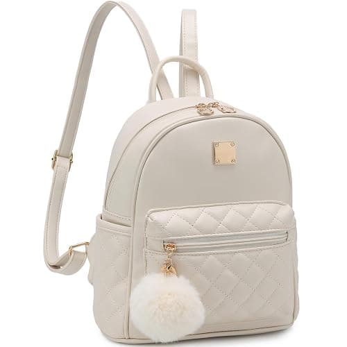 Barsine Girls Fashion Mini Backpack Purse Small Cute Plaid Leather Women Backpacks Little Bag (Ivory) - Image 1