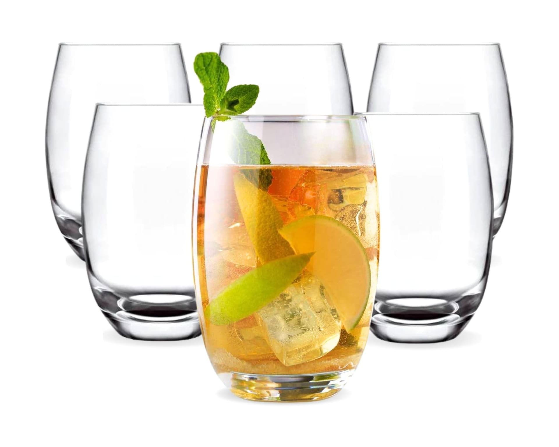 Jogo 6 Copos Luxo 465ml Em Vidro Grosso Grande Drink Agua Refri Suco Bebidas Mesa Posta Resistente Moderno Presente Casa Nova - Image 1