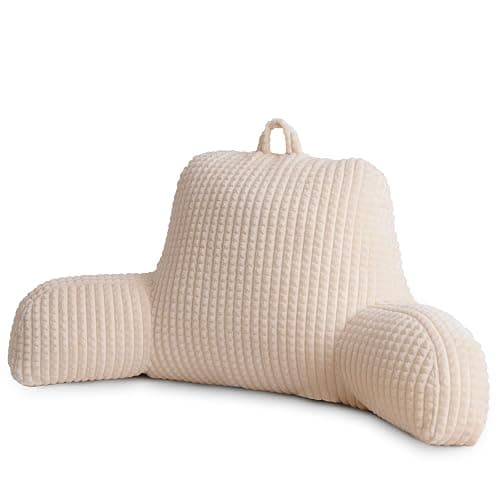 A Nice Night Reading Pillow Bed Wedge Large Adult Children Backrest with Arms Back Support for Sitting Up in Bed/Couch for Lounging Bedrest,Waffle Stereoscopic Design,Navy - Image 1