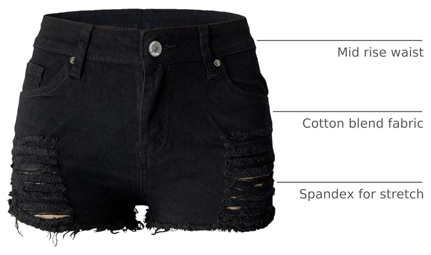Aodrusa Womens Ripped Denim Shorts Mid Rise Body Enhancing Curvy Cutoff Distressed Jeans thumbnail 4