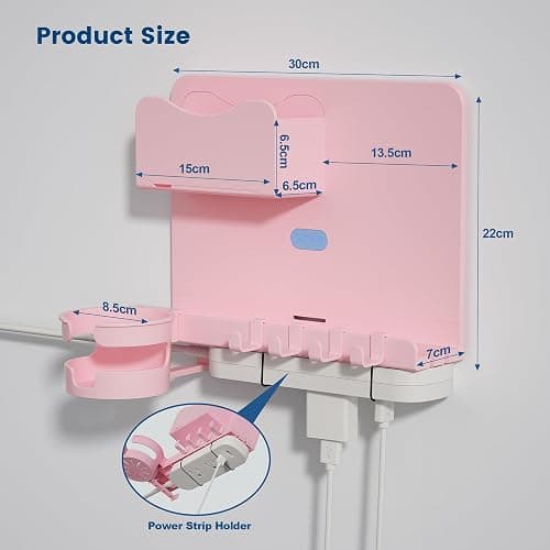 Floating Shelves for Bedside Shelf Accessories Organizer, Wall Mount Self Stick On, Cute Room Decor Aesthetic, Girls Room Decor, Cool Stuff for Bedroom Storage and Organization (Pink) thumbnail 2