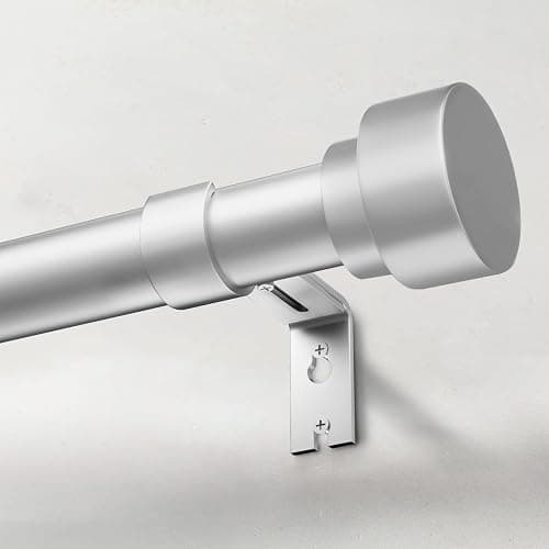 IFELS Heavy Duty Curtain Rods for Windows 66 to 120 Inch, 1 Inch Silver Window Curtain Rod for Bedroom, Living Room, Outdoor, Adjustable Easy Install Long Modern Curtain Rods(A1,Silver,30"-120") - Image 1