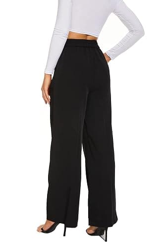 FUNYYZO Wide Leg Pants Women's High Elastic Waisted in The Back Business Work Trousers Long Straight Suit Pants thumbnail 5