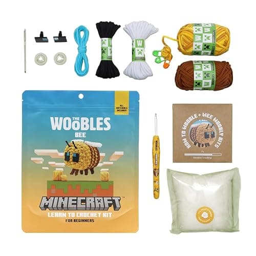 The Woobles Minecraft Crochet Kit – Beginner Crochet Kit for Adults & Kids, Easy Knitting Kit with Woobles Yarn, DIY Crafts, Crochet Animals, Minecraft Toys, Gift for Gamers & Crafters (Bee) thumbnail 4