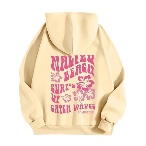 Pink Hoodie Oversized Letter Print Sweatshirt Y2k Trendy Hoodies for Teen Girls Preppy Clothes - Image 1