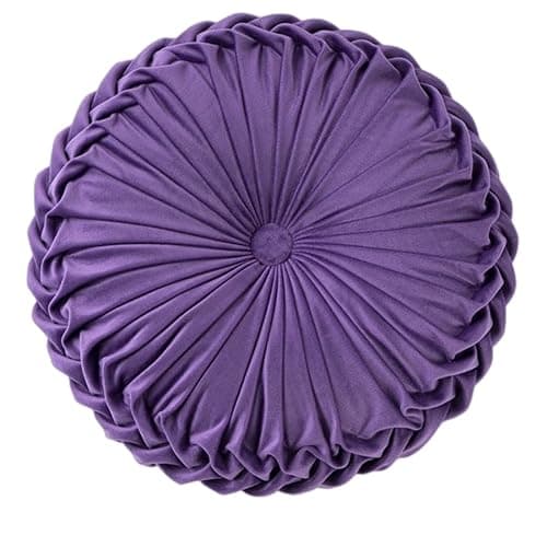 Baiyuruodie Round Velvet Pillow, Sofa Bed Bedroom Decorative Throw Pillow (38cm, Dark Purple) - Image 1