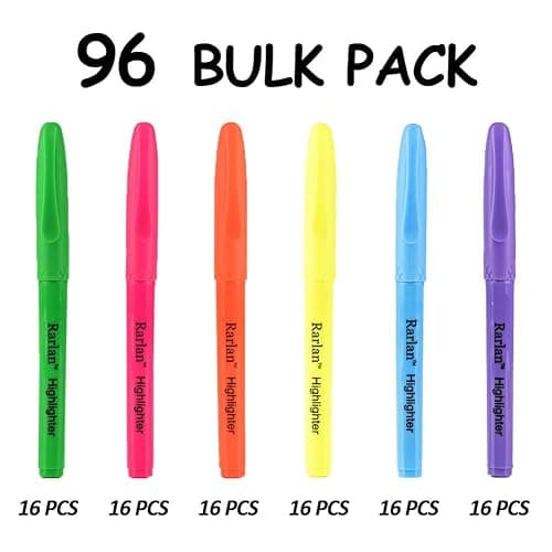 Rarlan Highlighters, Chisel Tip, Assorted Fluorescent, 96 Count Bulk Pack thumbnail 3