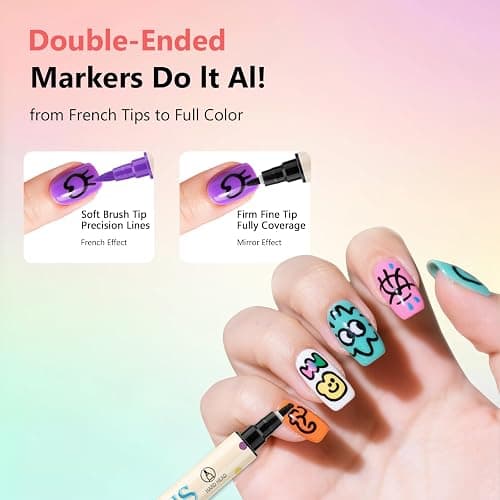 24 Colors Nail Art Pens Set, 3D Nail Polish Pens Quick-Drying Acrylic Paint Markers,For Nail Art Drawing Painting Nail Point Dotting Liner Pen, Nail Design Kit Manicure Tools Home & Salon DIY thumbnail 6