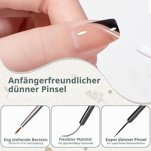 Vishine Set mit 2 klassischen weißen und schwarzen Gel-Farben für Nägel, Euphorie, dünner Pinsel für Gel-Nail-Art, Soak-off-Nail-Art-Set thumbnail 6